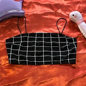 Black and White Grid Crop Top